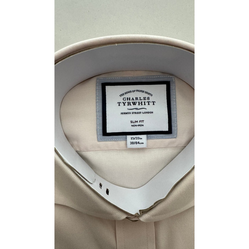 Charles Tyrwhitt Men's Light Peach Button-Down Shirt - Picture 4 of 10
